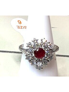 Ring Bomb party ring #3670, Lovely Oasis, Natural Fusion Burmese Ruby, Size 6